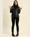 Womens Lila Black Studded Leather Jacket 8