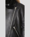 Womens Gianna Black Biker Shearling Leather Jacket 2