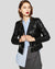 Womens Rukshy Black Biker Leather Jacket with Adjustable Length 1