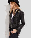 Granya Black Biker Leather Jacket