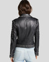 Womens Lizy Black Studded Leather Jacket 2
