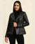 Womens Lila Black Studded Leather Jacket 1