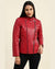 Womens Ruby Red Motorcycle Leather Jacket 1