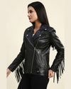 Womens-Calista-Black-Biker-Fringes-Leather-Jacket