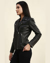Kendra Black Motorcycle Leather Jacket 2