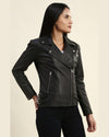 Kendra Black Motorcycle Leather Jacket 3
