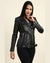 Womens Benita Black Biker Leather Jacket 1