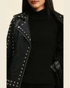 Womens Lila Black Studded Leather Jacket 5