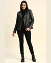 Womens Lila Black Studded Leather Jacket 6