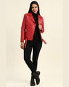 Julieta Red Biker Leather Jacket 7