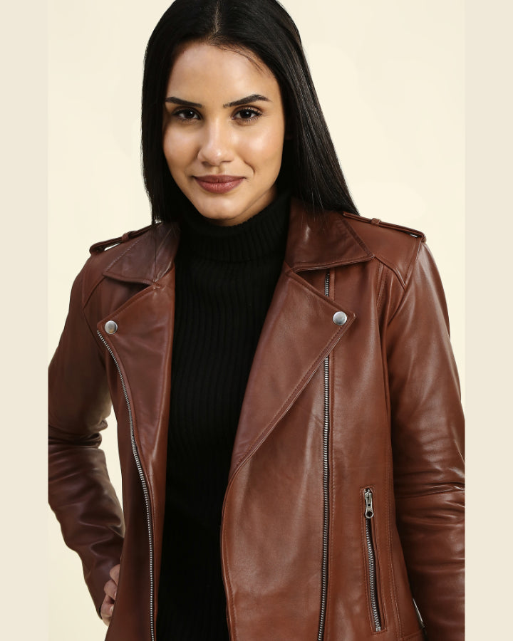 Womens-hazel-brown-biker-leather-jacket-1
