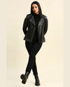 Womens Lila Black Studded Leather Jacket 9