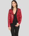 Berta Red Biker Leather Jacket