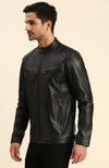 Nicolas Black Leather Racer Jacket