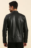 Nicolas Black Leather Racer Jacket