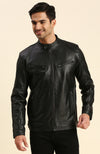 Nicolas Black Leather Racer Jacket