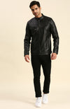 Nicolas Black Leather Racer Jacket