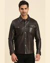 Nero Brown Leather Racer Jacket