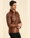 Rowan Men-Brown-Leather-Racer-Jacket-With-Shearling-Collar-3