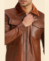 Rowan Men-Brown-Leather-Racer-Jacket-With-Shearling-Collar-5