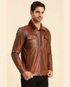 Rowan Men-Brown-Leather-Racer-Jacket-With-Shearling-Collar-6