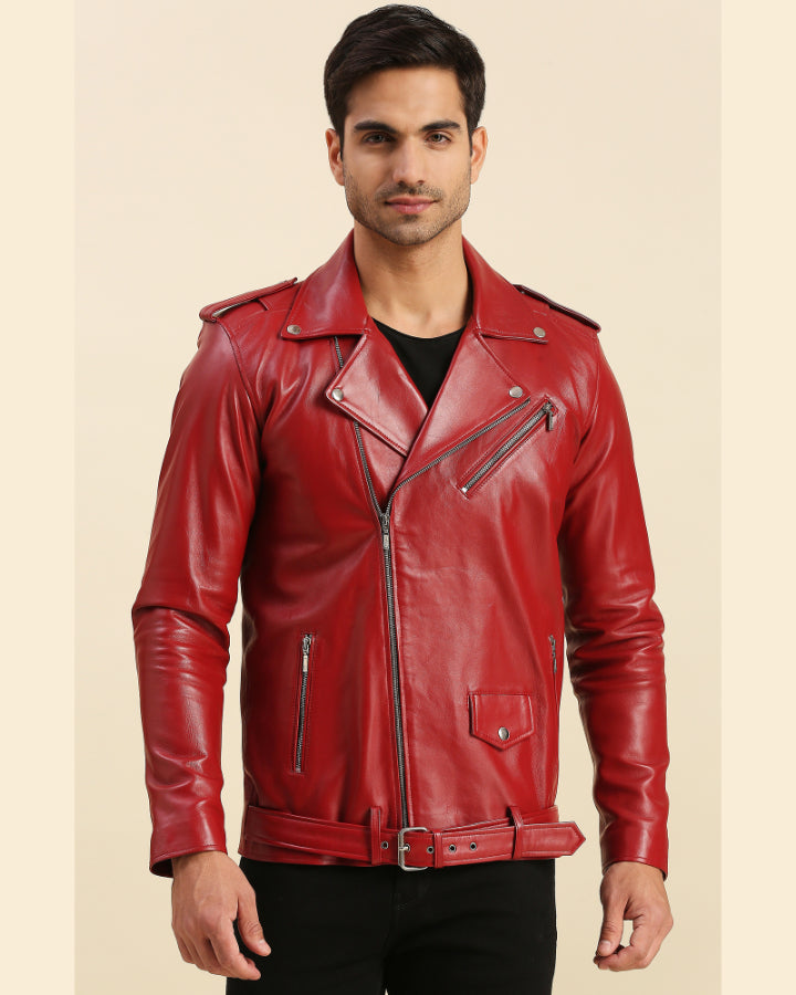 mens red leather jackets 