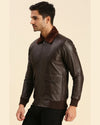 Men Graham Brown Bomber Leather Jacket With Shearling Collar2