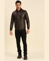 Men Graham Brown Bomber Leather Jacket With Shearling Collar7