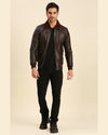 Men Graham Brown Bomber Leather Jacket With Shearling Collar9