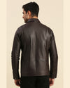 Iniko Brown Leather Racer Jacket