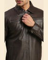 Iniko Brown Leather Racer Jacket