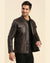 Nero Brown Leather Racer Jacket