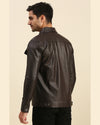 Nero Brown Leather Racer Jacket