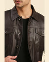 Nero Brown Leather Racer Jacket