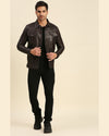 Nero Brown Leather Racer Jacket