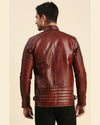 Seamus Brown Leather Racer Jacket