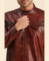 Seamus Brown Leather Racer Jacket