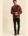 Seamus Brown Leather Racer Jacket