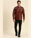 Seamus Brown Leather Racer Jacket