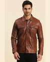 Cyrus Brown Leather Racer Jacket
