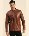 Mark Brown Leather Racer Jacket