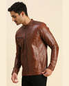 Mark Brown Leather Racer Jacket