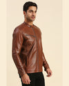 Mark Brown Leather Racer Jacket