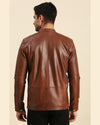 Mark Brown Leather Racer Jacket