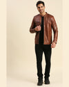 Mark Brown Leather Racer Jacket