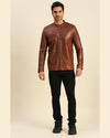 Mark Brown Leather Racer Jacket