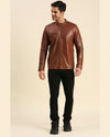 Mark Brown Leather Racer Jacket