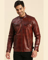 Seamus Brown Leather Racer Jacket