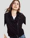 Aithne Black Biker Suede Leather Jacket