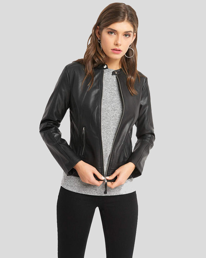Imani Black Biker Leather Jacket